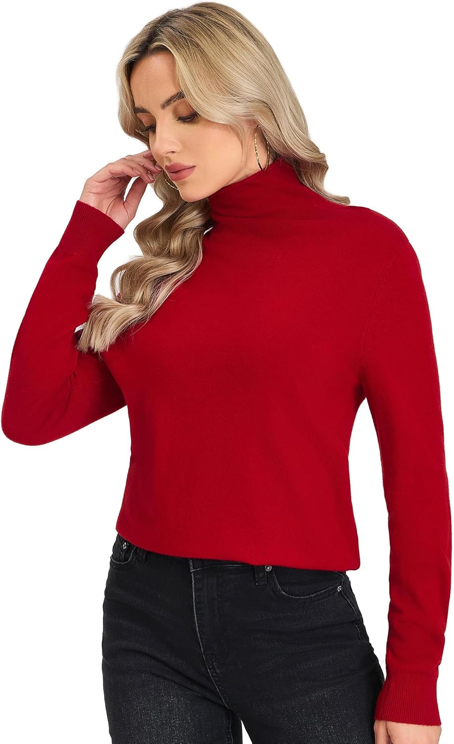 Turtleneck Sweater Women – 100% Merino Wool Fitted Pullover Mock Neck Long Sleeve Knit Tops Lightweight Warm Winter - Image 4