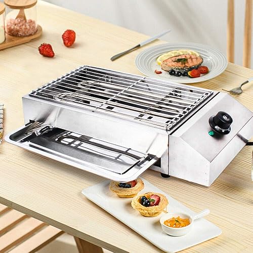 Miniatura 9 de Planchas eléctricas, parrilla de acero inoxidable, sin humo, sartén para horno sin humo, multifuncional, calefacción de mesa para fiestas, hogar,
