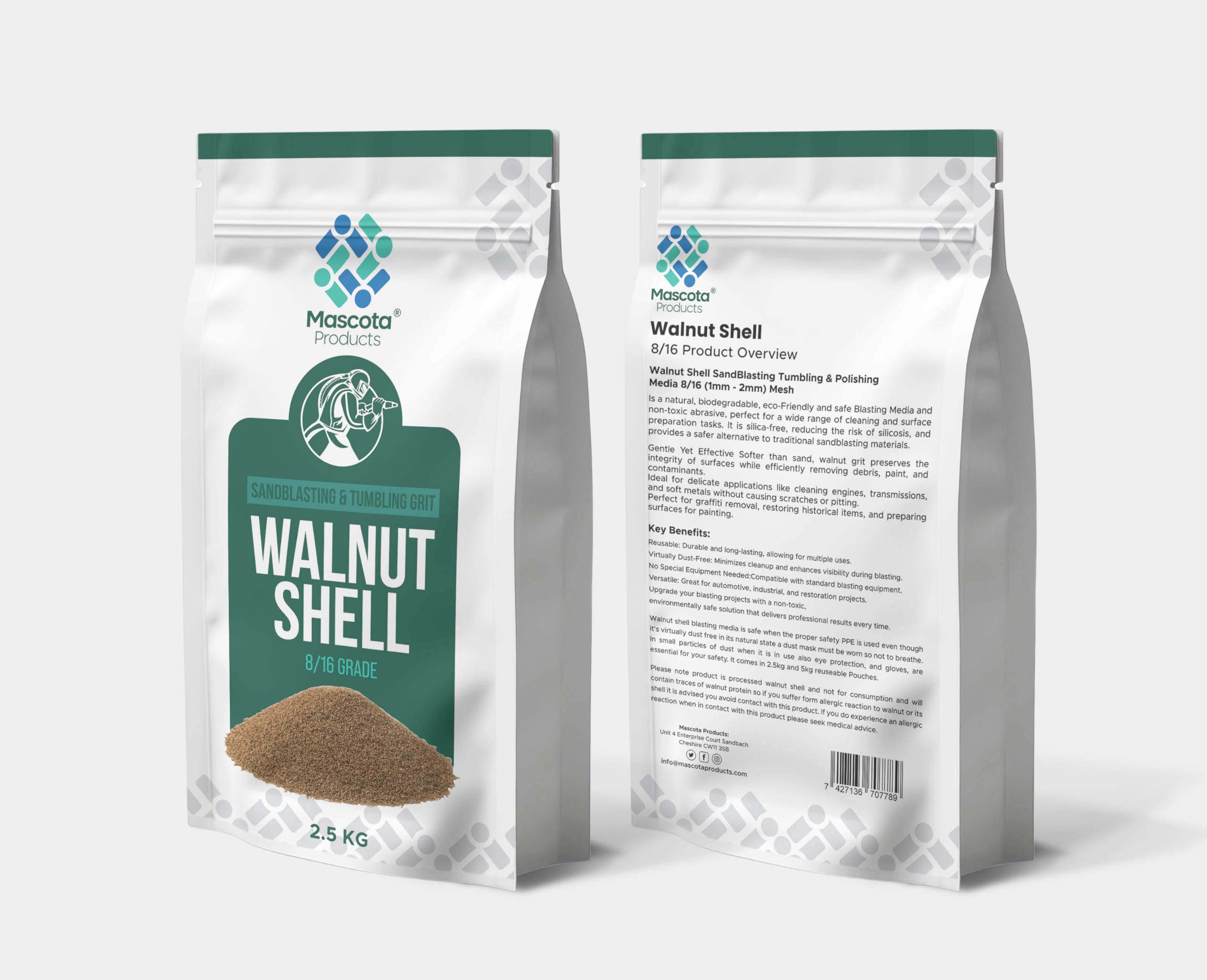 Sand Blasting Blast Walnut Shell Tumbler Cabinet Grit Media 1-2MM 8/16 Mesh 2.5Kg