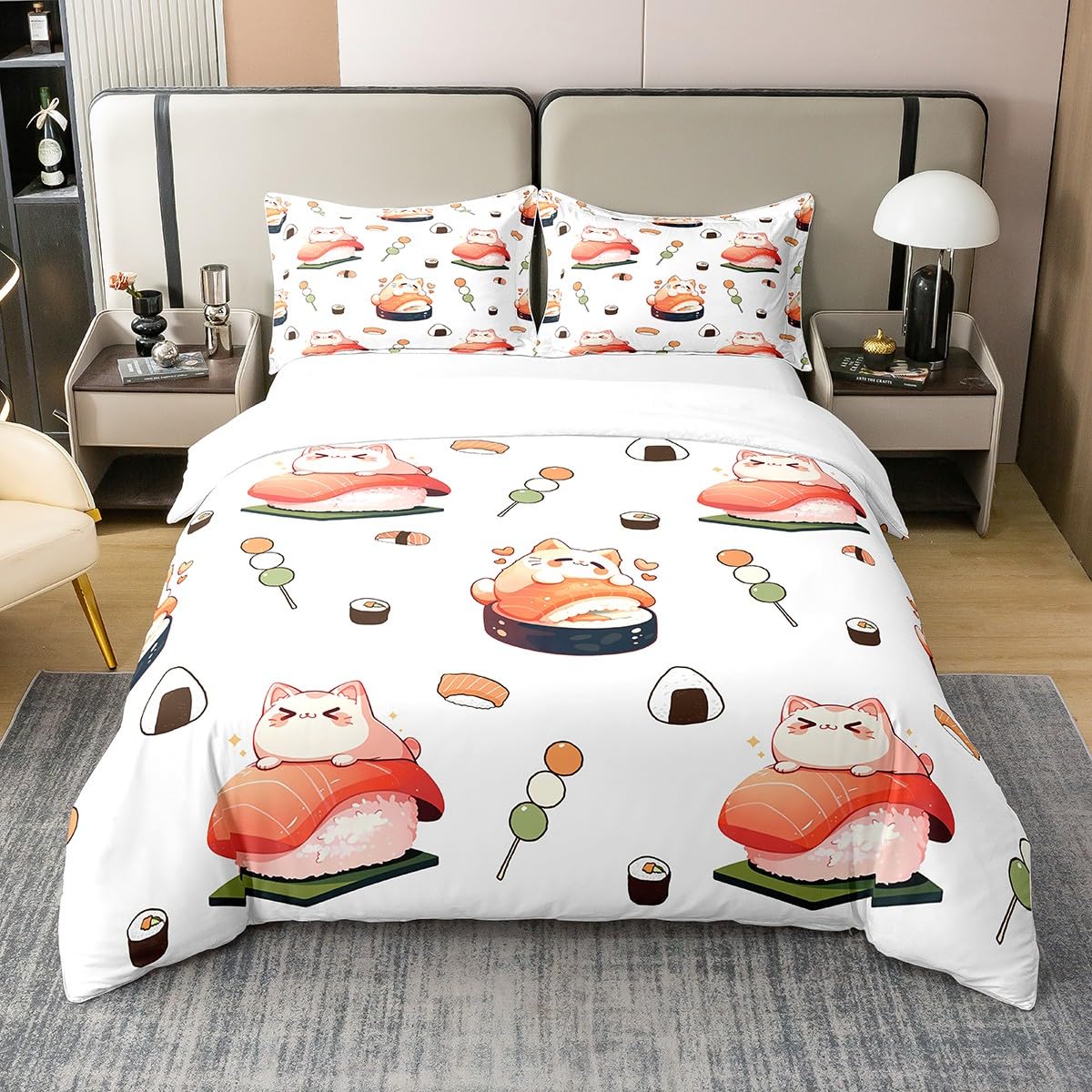 Housse de couette sushi chat pour s'endormir dans un cocon de douceur