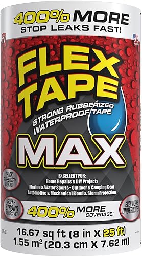 Flex Tape, MAX - Cinta impermeable de goma flexible y gruesa original, para sellar y parchar, funciona bajo el agua, interior y exterior,