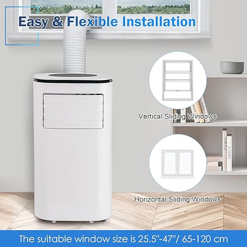 Miniatura 7 de PETSITE Aire acondicionado portátil de 9000 BTU, unidad de refrigeración de CA 3 en 1 con enfriador de aire, ventilador y deshumidificador, pantalla