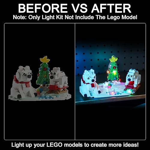 Miniatura 2 de Kit de luz LED mejorado para Lego Wintertime Polar Bears Building Set, compatible con Lego 40571 (modelo no incluido)
