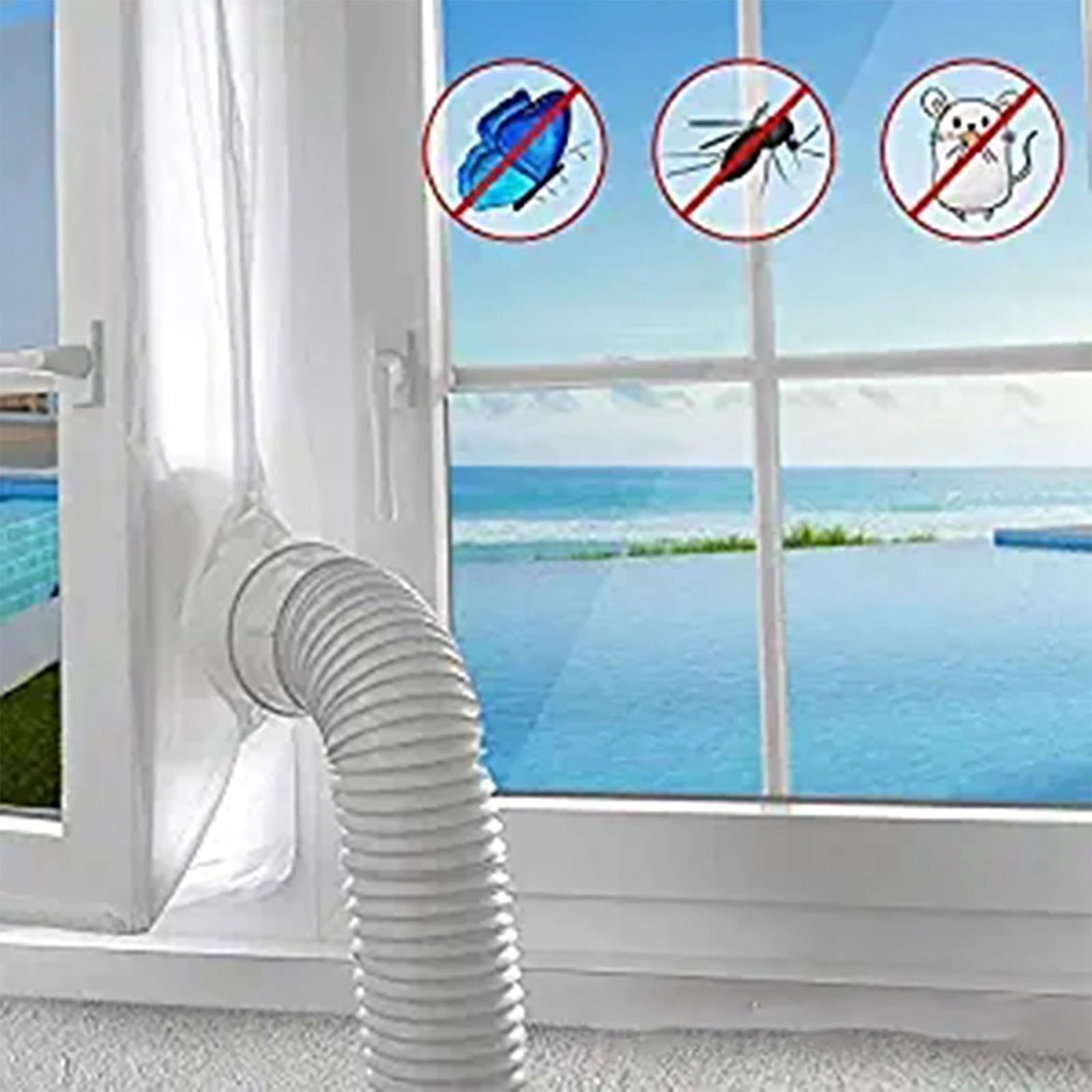 Kit di guarnizioni per finestre AC portatile, sfiato regolabile per finestre con apertura interna ed esterna, compatibile con condizionatori d'aria portatili a tubo singolo e doppio, lunghezza 4 m/5 m
