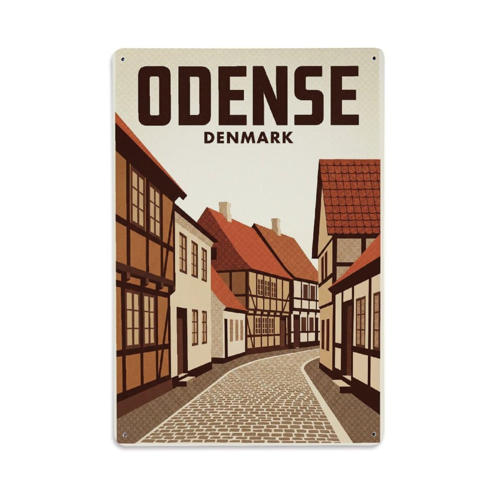 Denmark Odense Vintage Metal Tin Sign Plaque Wall Decor for Cafe, Club Bar, Office, Garden Metal Poster 8x12Inch