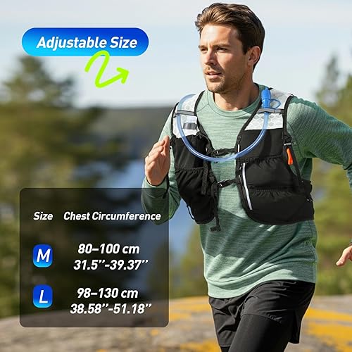 Miniatura 6 de AGPTEK Chaleco de hidratación para correr con bolsa de agua de 2 L para hombres y mujeres, chaleco ligero y ajustable para correr, caminar,