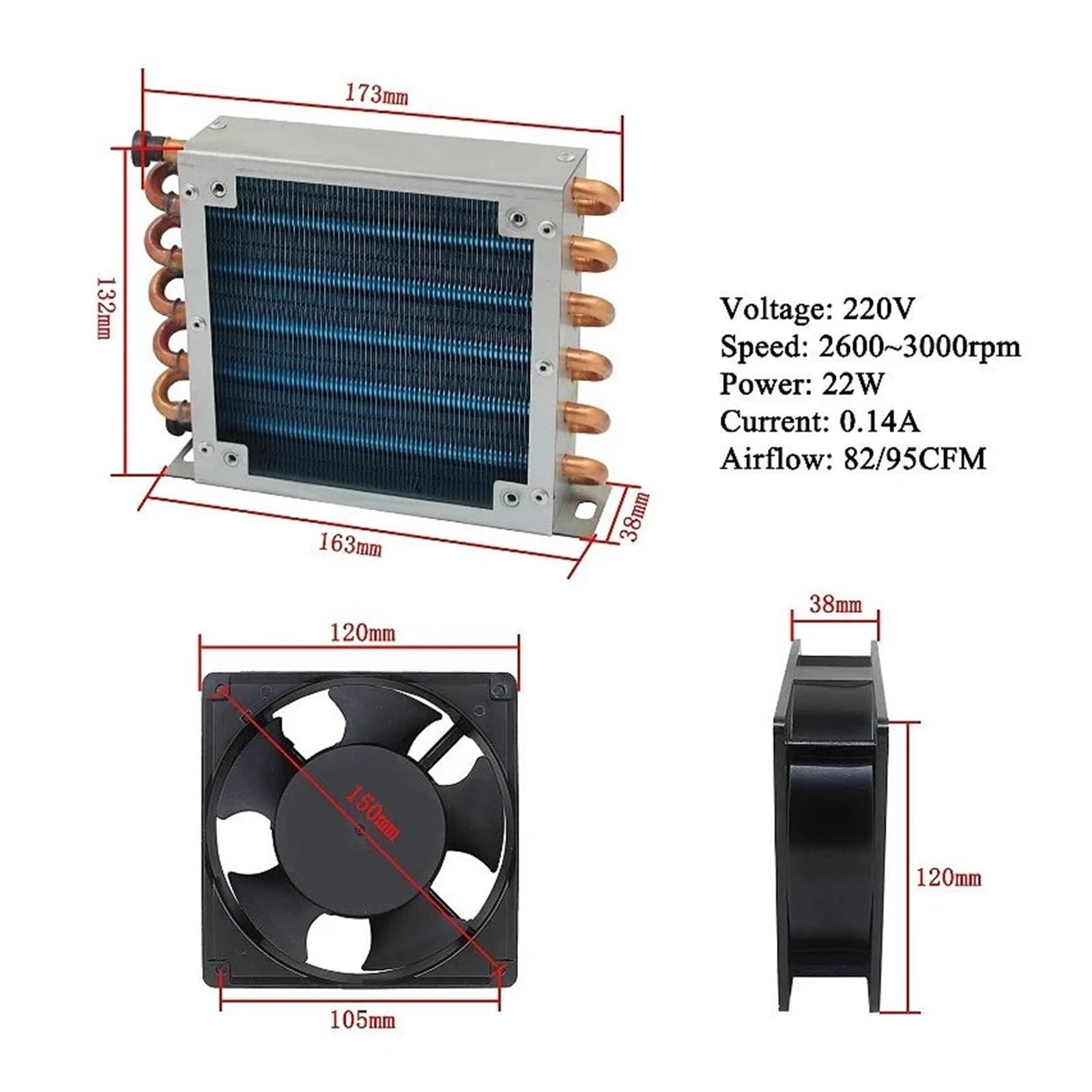 Réfrigérateur congélateur petit radiateur à condensateur avec ventilateur