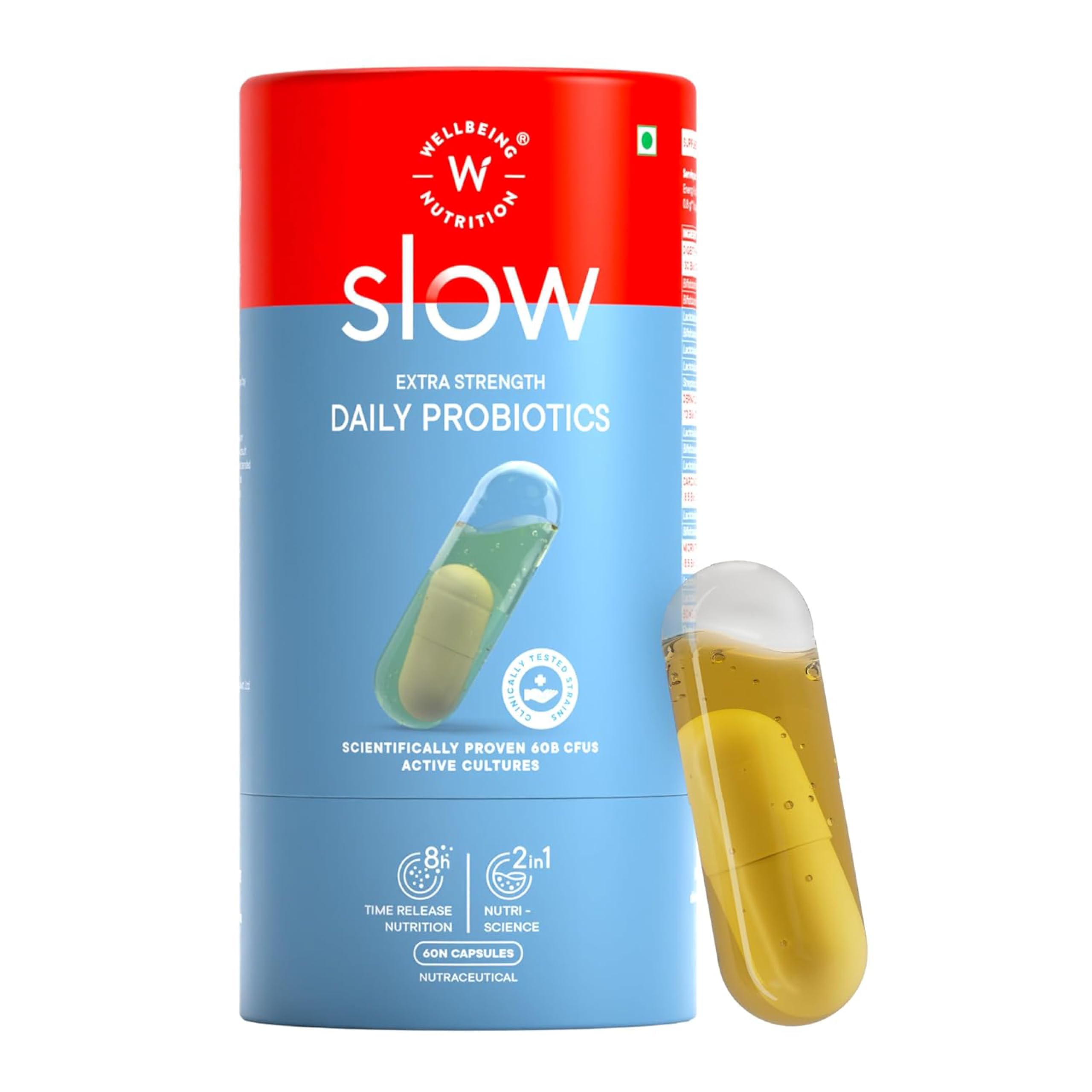 Wellbeing Nutrition Daily Probiotics Gut Health Supplement, 60 Billion CFU, 15+ Clinically Proven Strains in Flaxseed Oil | For Bloating, Gas, Indigestion, IBS, IBD, Gut Health, 60 Veg Capsules-picture-31