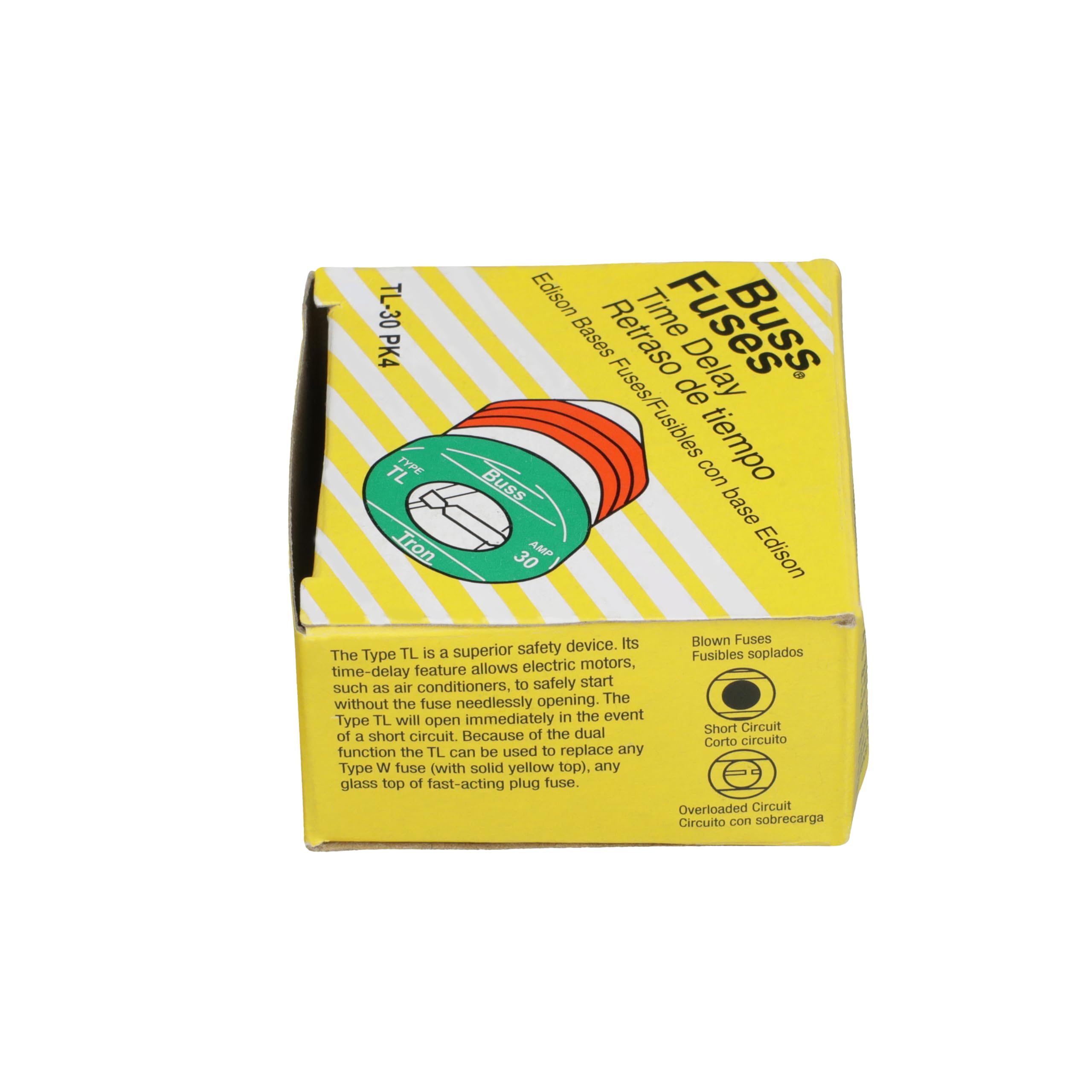 Bussman TL-30PK4 30 Amp TL Edison Plug Time Delay Fuse 4 Count