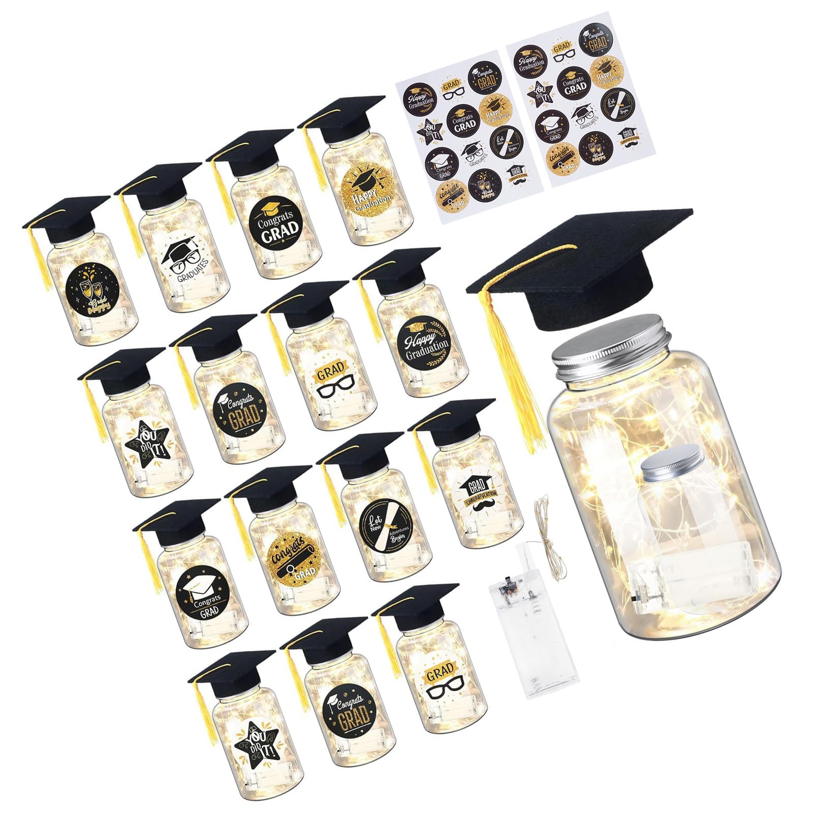 Veltros Black Memory Jar With Led Light Light Up Masons Jar With Graduation Cap Grad Party Decors Grad Party Supplies Up Masons With Graduation Cap