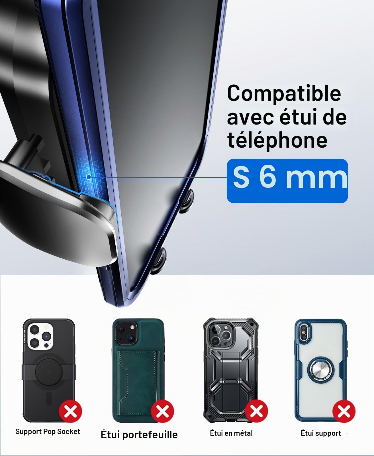 Beeasy Chargeur Induction Voiture 15W Qi, Chargeur sans Fil Voiture Rapide Porte Sortie d'air, Auto Serrage Support Téléphone Induction Voiture pour iPhone/Samsung/Xiaomi