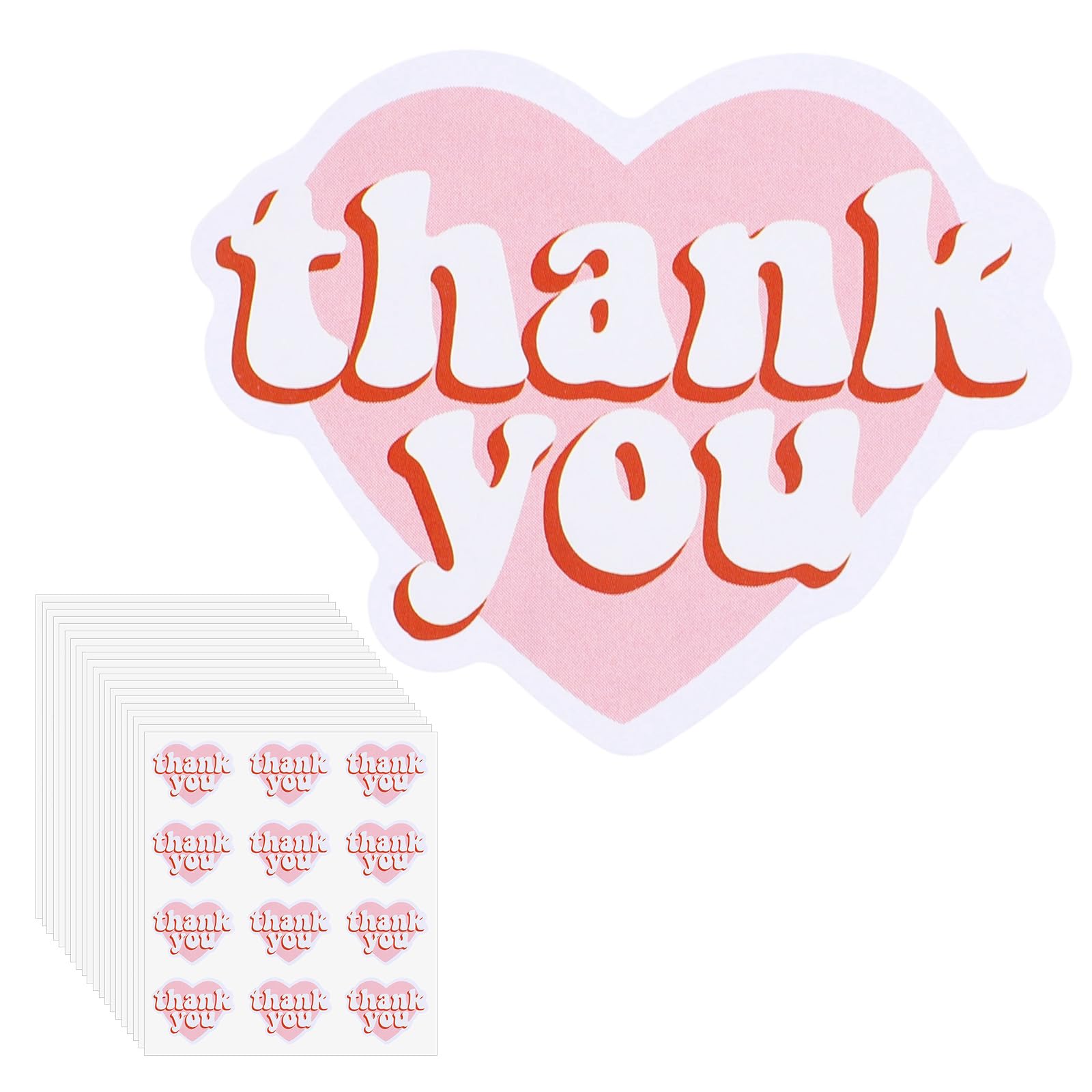 ZEYIYER 240Pcs Thank You Stickers Pink Heart, 2inch Small Thankyou Sticker