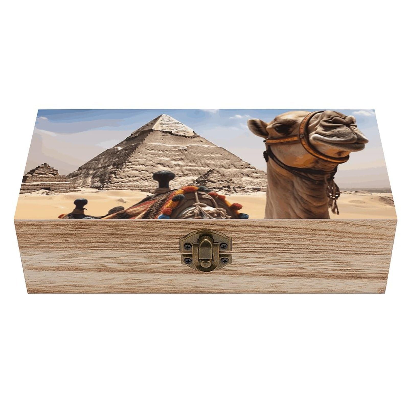 LZQPOEAS Pyramid Camel Wooden Storage Box Small Decorative Box with Hinged Lid Handmade Elegant Keepsake Storage Box for Jewelry, Photos, Trinkets, Letter Gifts, Small Heirlooms