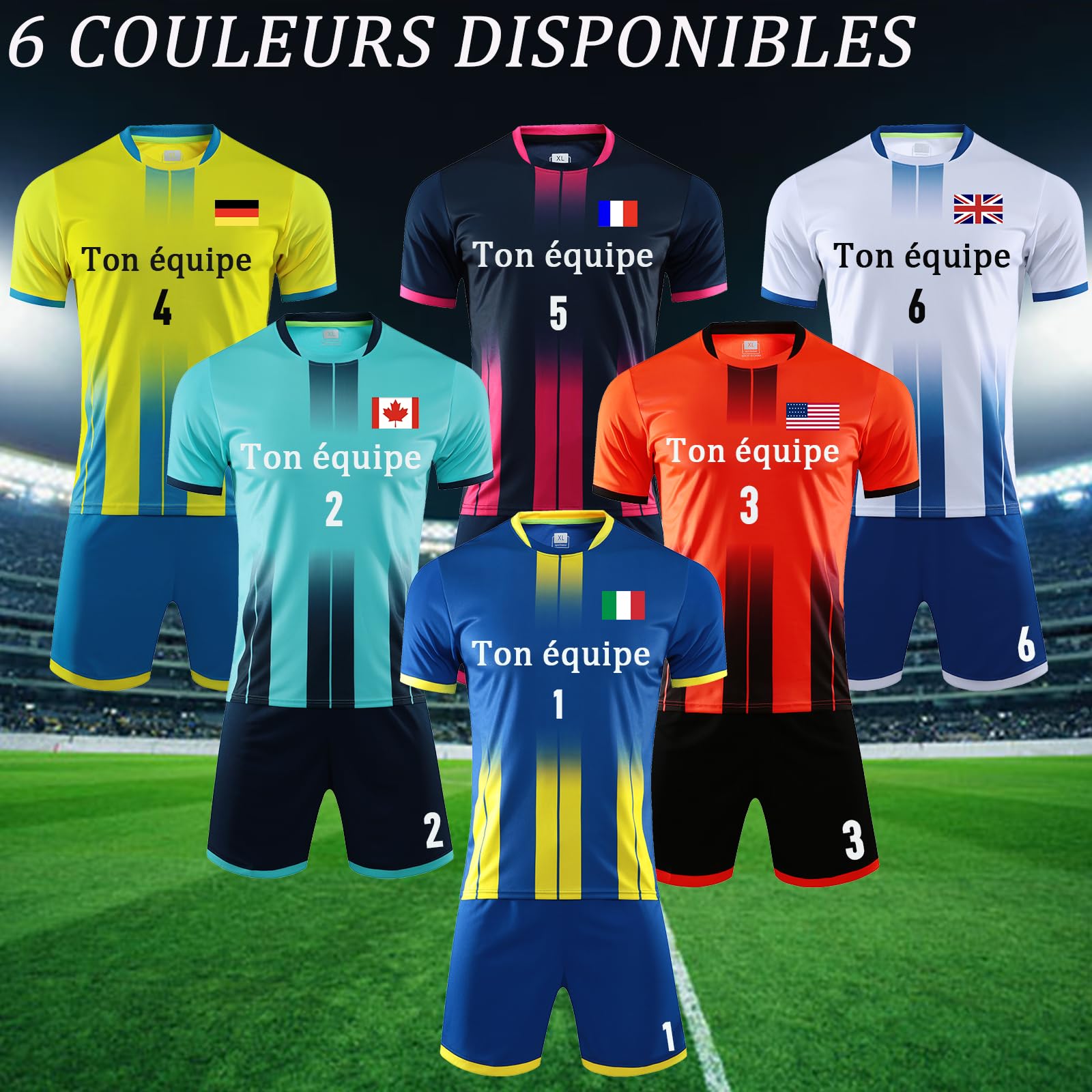 Maillot de Foot Personnalisable Maillot de Foot Enfant Personnalisé Ensemble T-Shirt Shorts 2 pièces personnalisé Nimporte Quel numéro de nom Team Logo Jersey