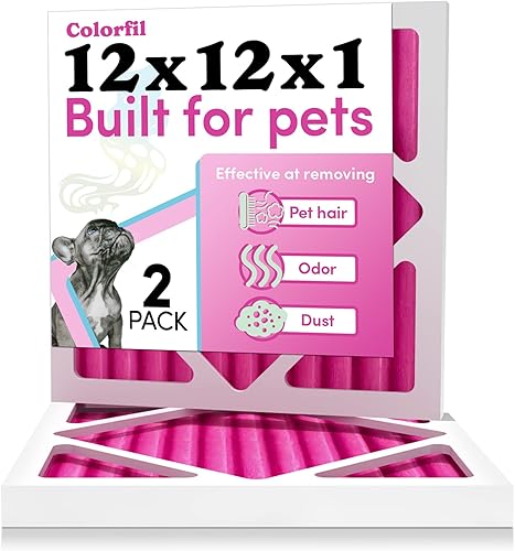 Colorfil - Filtro de aire de 12 x 12 x 1 pulgadas, filtros que cambian de color para olores de gatos y perros, filtro de aire acondicionado MERV 8