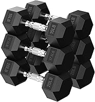 Vista 12 de Hex Dumbbell 45-480 lb Set, Rubber Encased Exercise & Fitness Dumbbells for Home Gym, Hand Weights for Strength Training