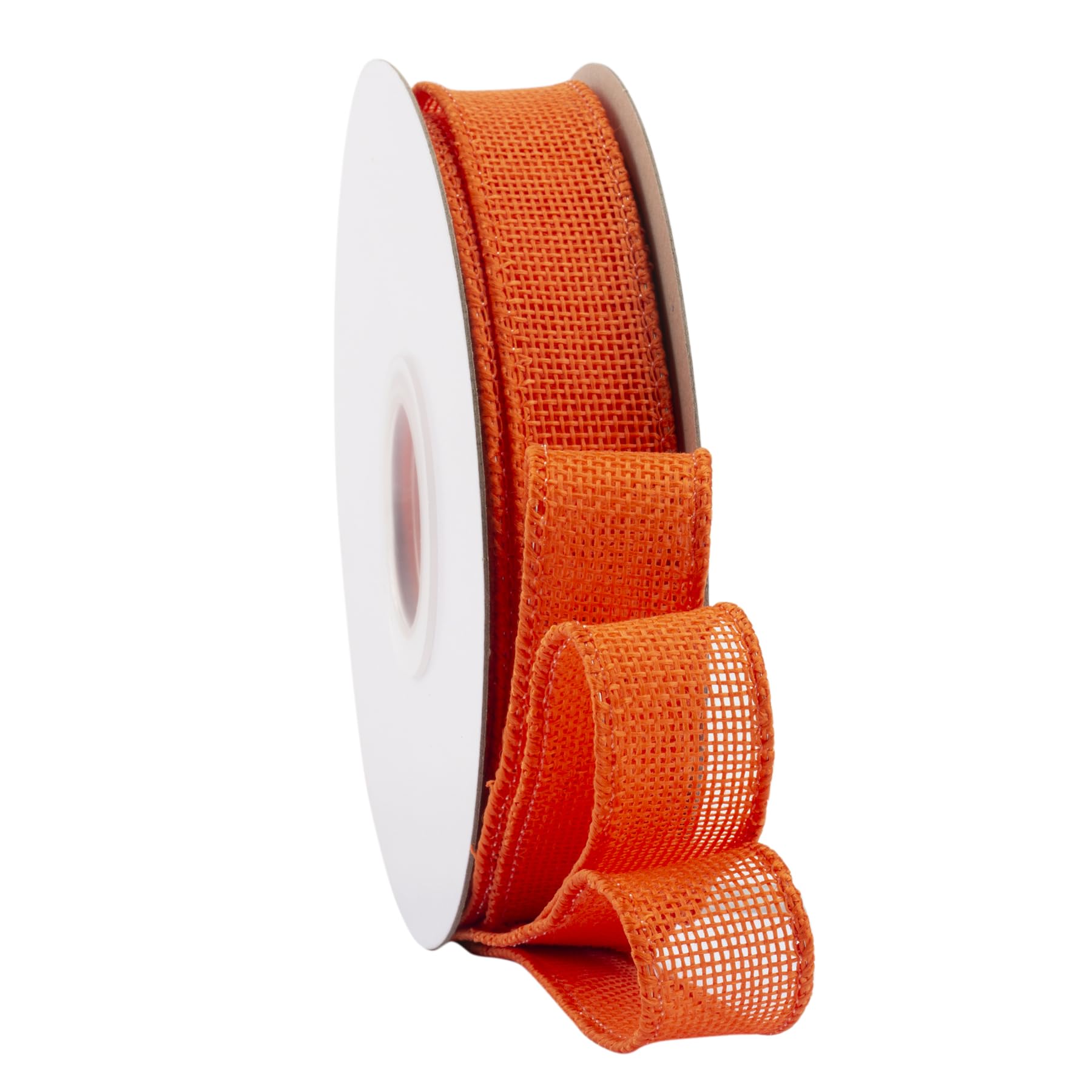 Ribbonitlux Orange Burlap Wired Ribbon, 25mm x 18 Meters, Wired Edge Burlap Ribbon for Gift Wrapping Big Bow, Wreath