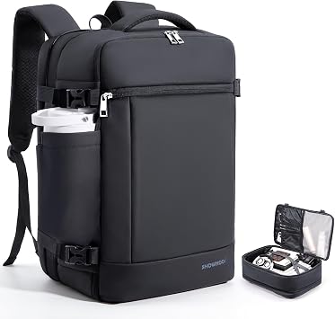 SHOWKOO Laptop Backpack for 17 Inch Laptop, 40L Expandable Large Capacity Backpack, TSA Carry On Travel Backpack with Padded Laptop Compartment, Water-Resistant College & Commuter Bag, Black