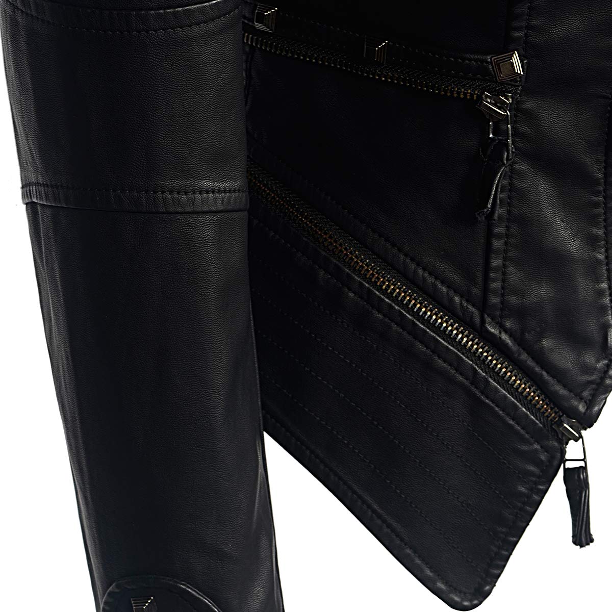 Fashion SX Womens Rivet Faux Leather Jacket Zipper Moto Biker Denim coat Motorcycle Outwear: Medium Green