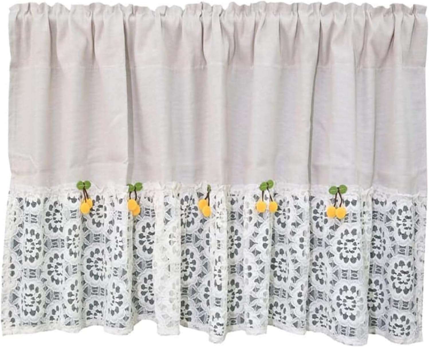 Window Curtain,Valance Curtains Sheer Valance Curtain,Window curtains,Cafe Curtain Valance for Small Window Rural Style Handmade Flower Crochet Lace Short Curtain Half Windows Treatment for Home Decor