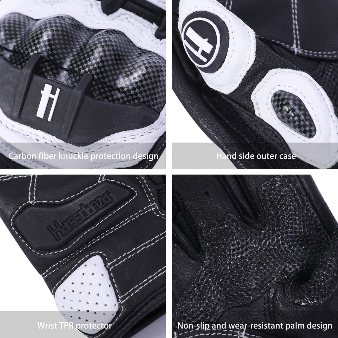Harssidanzar Hombres Motocicletas Guantes de Carreras de Carretera con protección de Nudillos para Deportes de Motor para Montar en Motocicleta con Dedos completos KM046