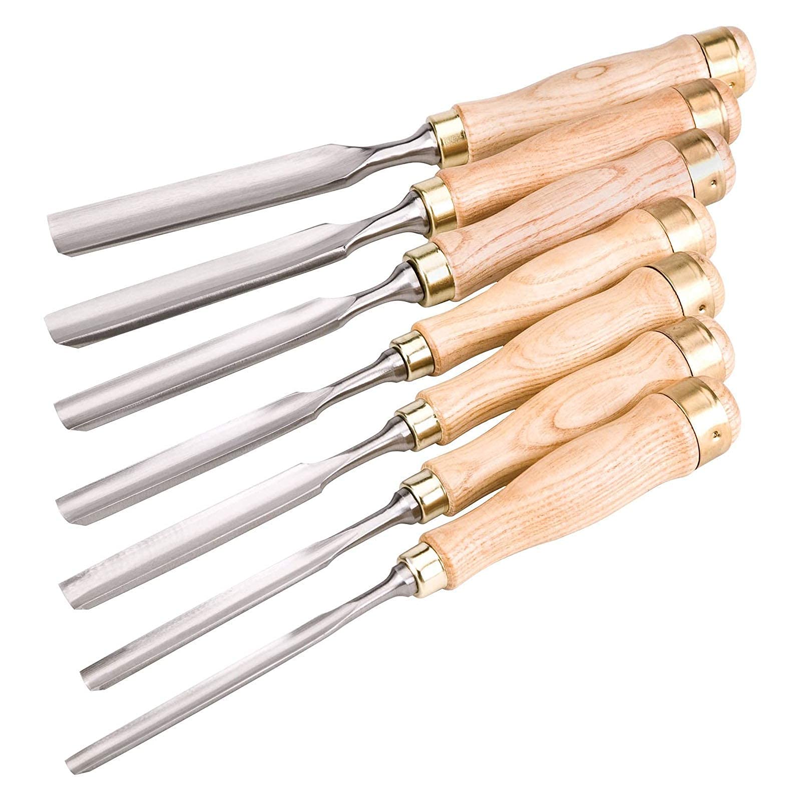 Equipo de carpintería para tallar gubia con Hojas de Acero al Cromo vanadio y Mangos de Madera Dura, Juego de cinceles para Madera Profesional con Bolsa Enrollable para Herramientas