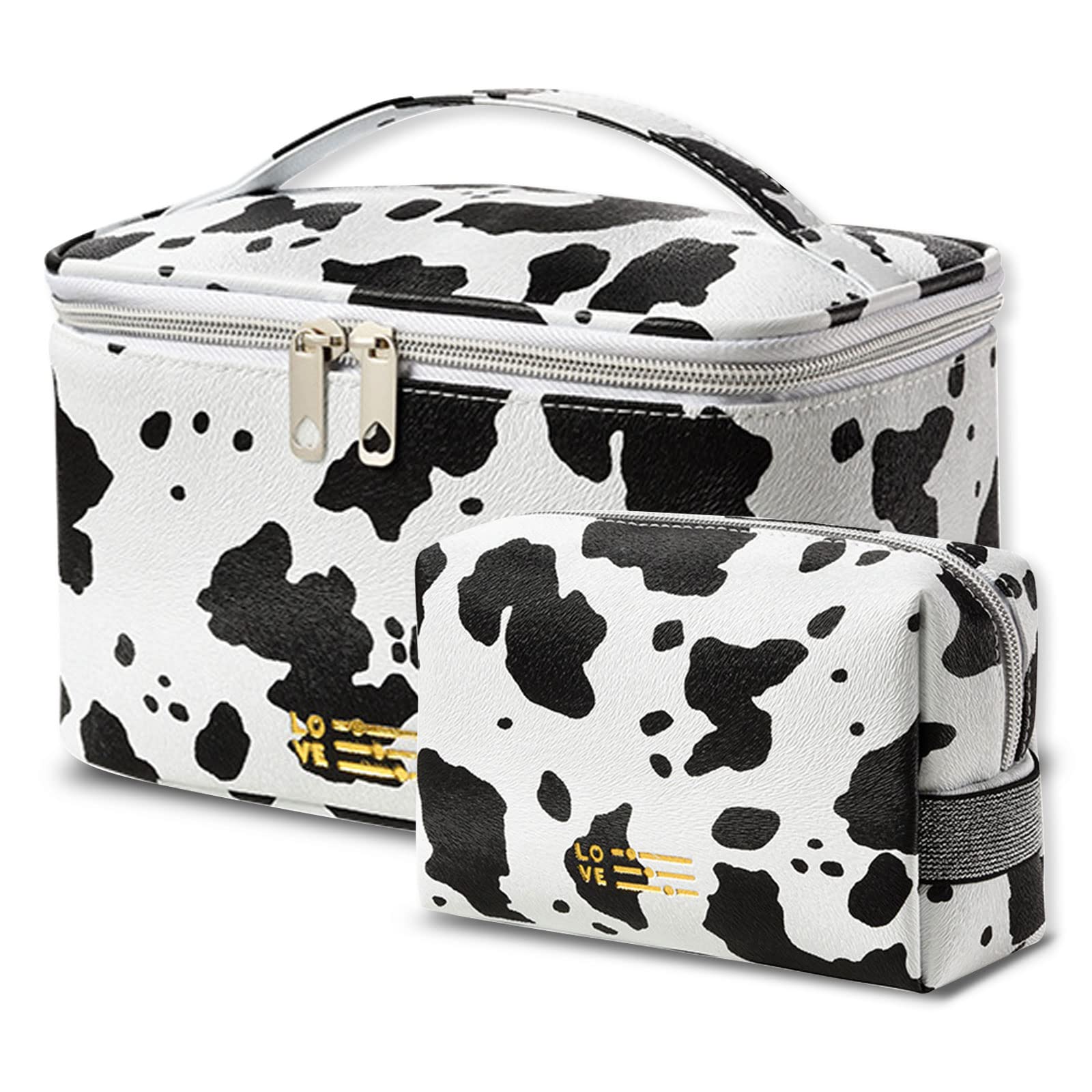 QZDAFFIC2PCS Travel Makeup Bag, Portable Large Toiletry Bag Make Up Organiser, Waterproof Cosmetic Bags with Zipper Travel Essentials for Women Girls Men