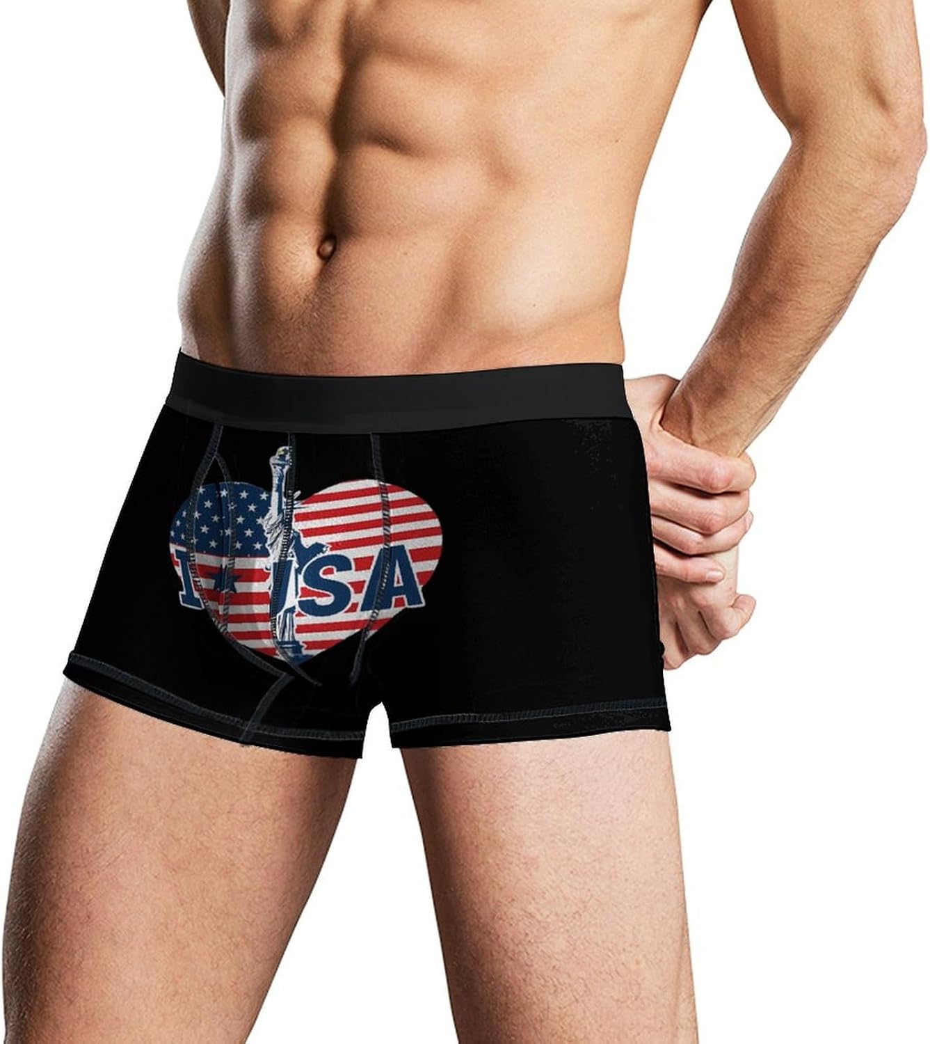 I Love U.S. Novelty Men's Trunks Soft Breathable Underwear Patterned Stretch Briefs
