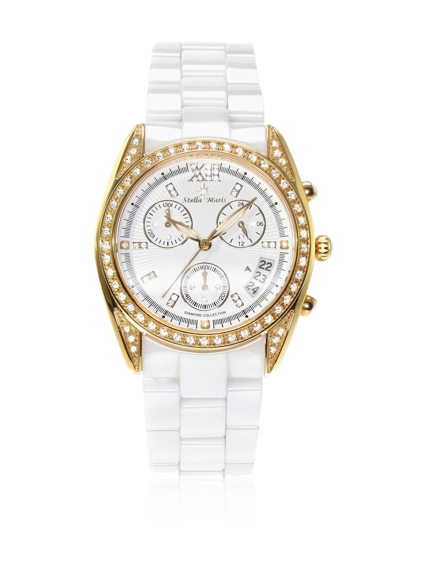 Stella Maris Damen-Armbanduhr Analog Quarz Premium Keramik Diamanten - STM15F6