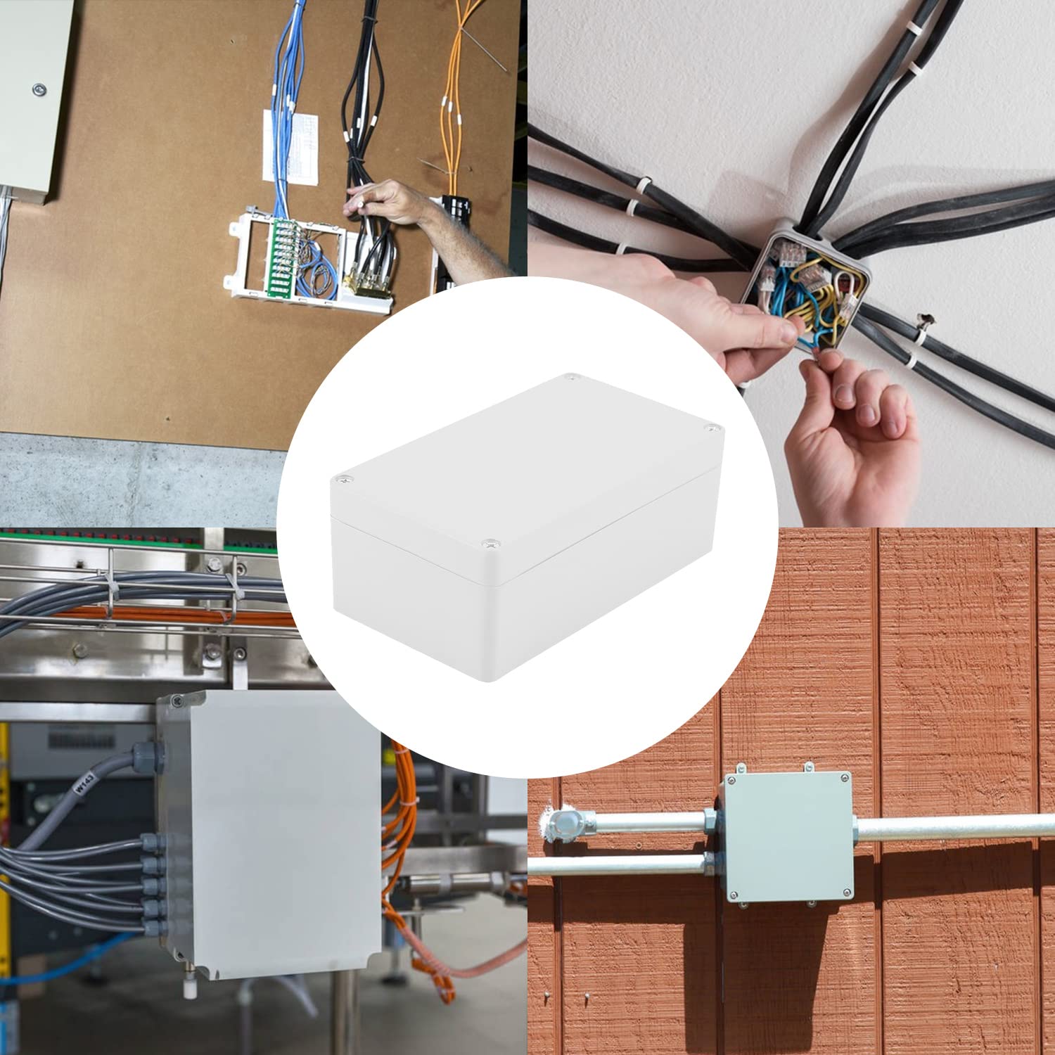Electrical Box, 6.2" X 3.5" X 2.3" White Abs Junction Box Waterproof Universal Electric Enclosure Indoor Outdoor Project Case Wiring Connection Box
