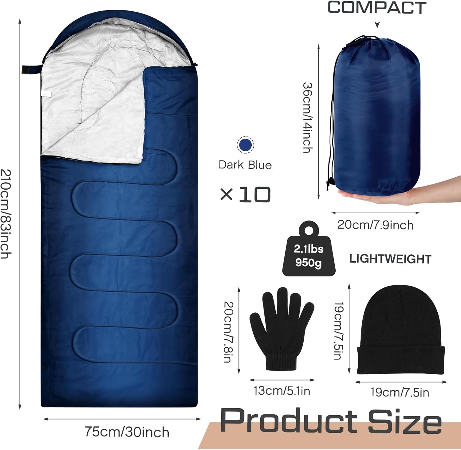 Tranqun 30 Pcs Bulk Sleeping Bags for Homeless Adults, Cold Weather Camping Sleeping Bag Liner with Winter Beanies and Gloves, Waterproof Lightweight for Backpacking Emergency Supplies - Image 2