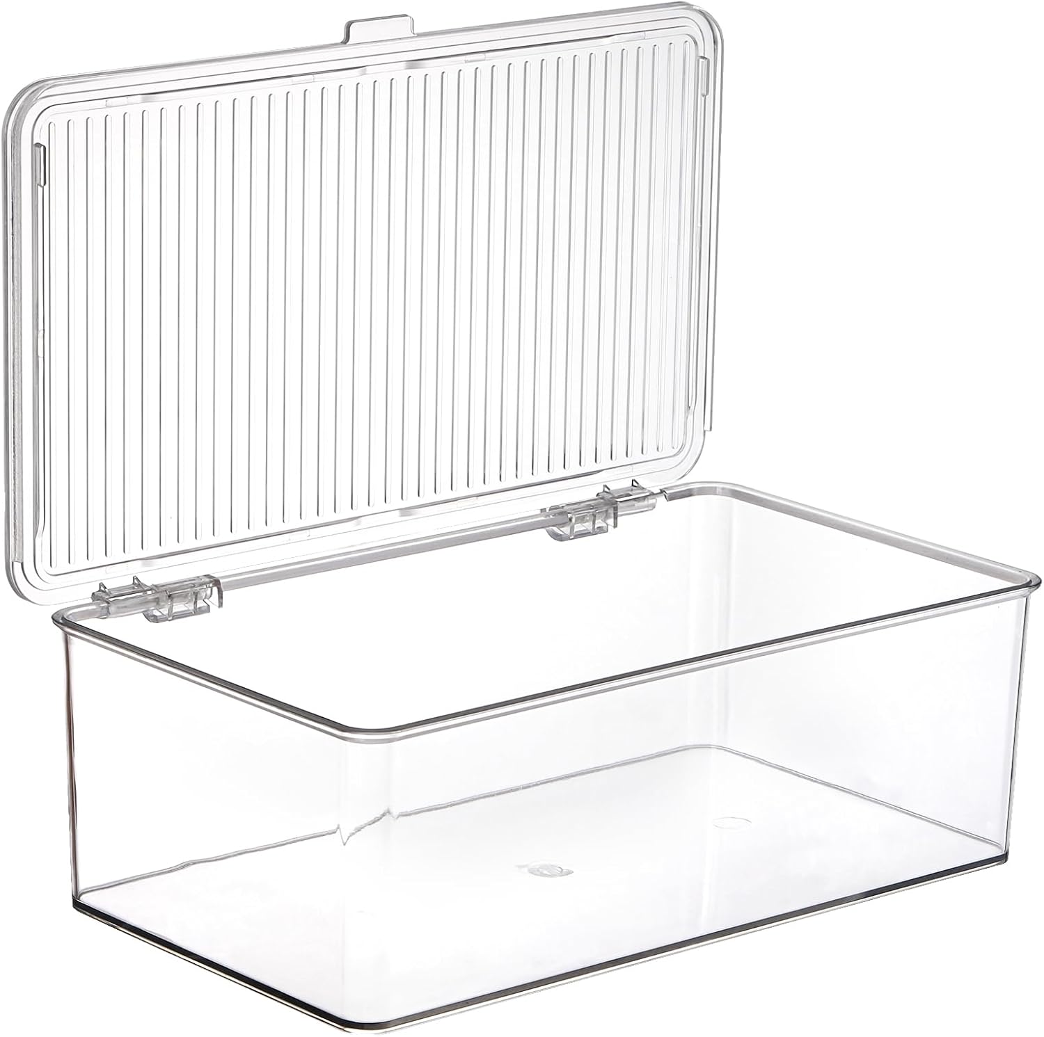 ZENFUN Set of 3 Small Stackable Storage Bins with Hinged Lid, Acrylic Organizer Box, Clear Makeup Organizer Box, Cosmetic Case for Home, Office
