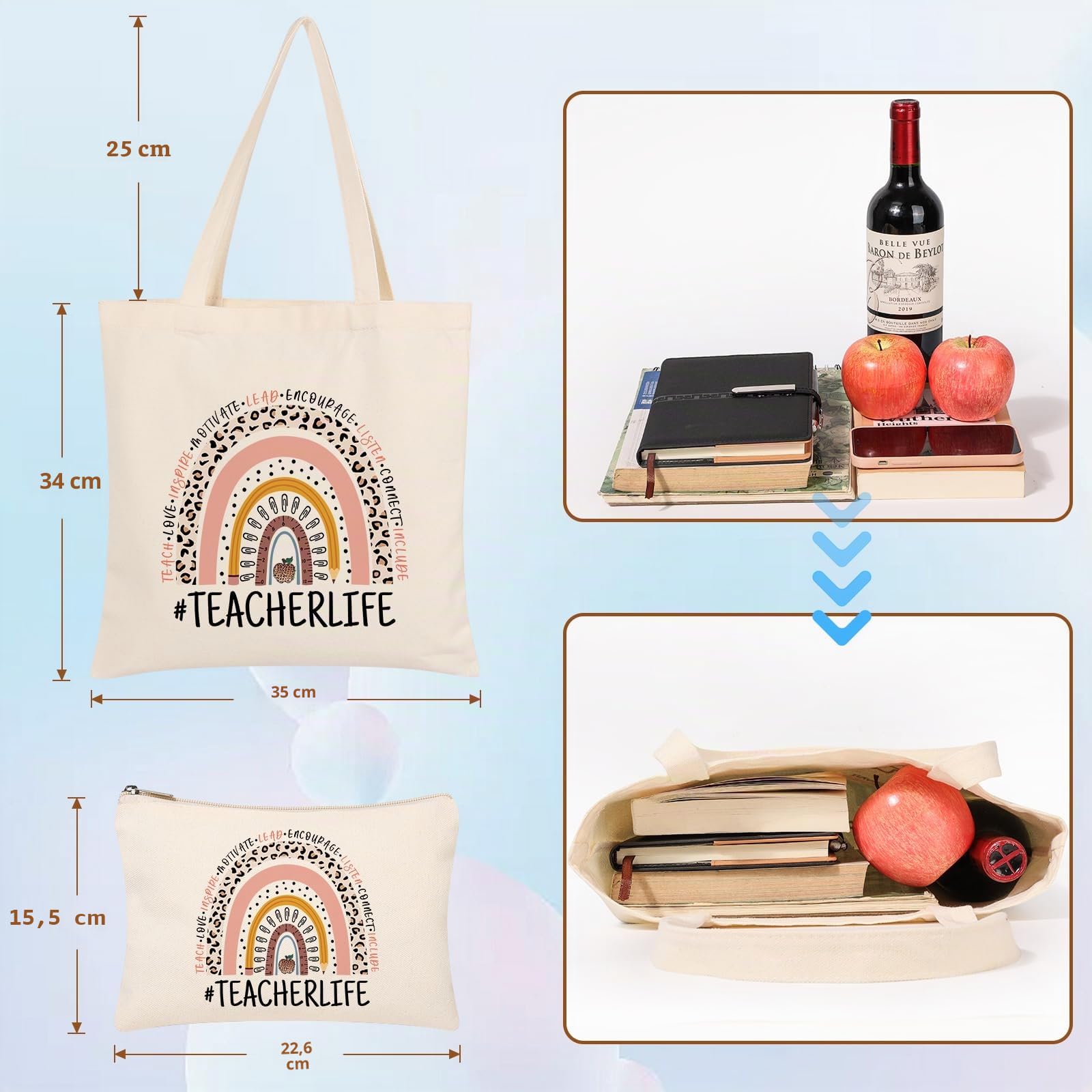Cadeau pour enseignante pour femme, cadeau de rentrée scolaire, boîte cadeau de fin d'année, paniers de remerciement, cadeaux de Noël pour enseignants
