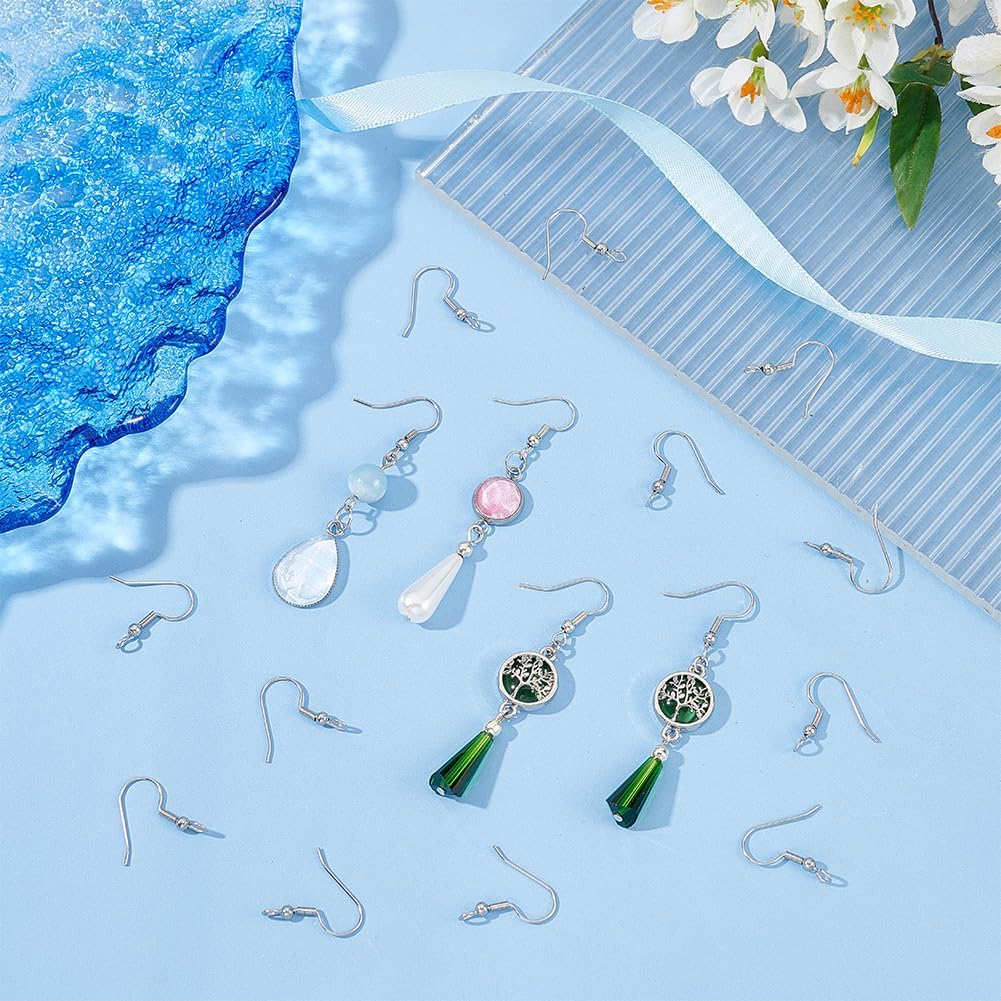 UNICRAFTALE 300Pcs 21 Gauge Stainless Steel Earring Hooks Fish Hook Earring Wires Metal Earrings Findings Ball Dot Earwires French Ear Hooks for Jewellery Making DIY Dangle Earrings Crafts - Image 2