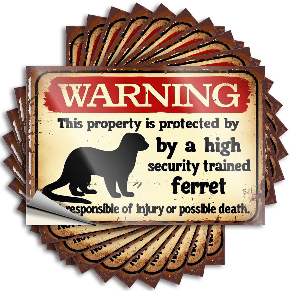 Warning: Property Protected By High-Security Trained Ferret The Room Decorations Square - Stickers Bumper Waterproof Decal(12X18CM)