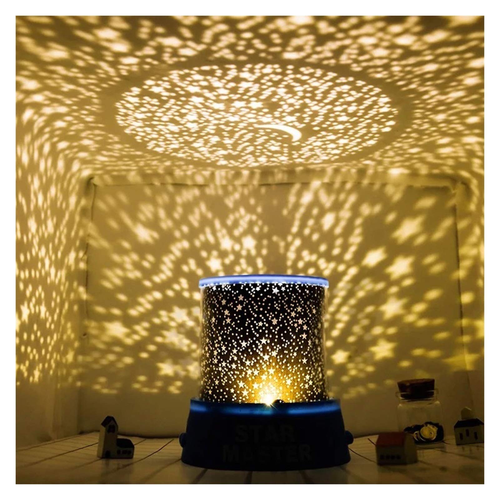 Colorful Star Projector Night Light, Star Light Projector for Bedroom, Skylight Projector with Cartoon Pictures, Night Light for Kids Make Sleep Peacefully, Best Gift (Color : Yellow, Size : A)