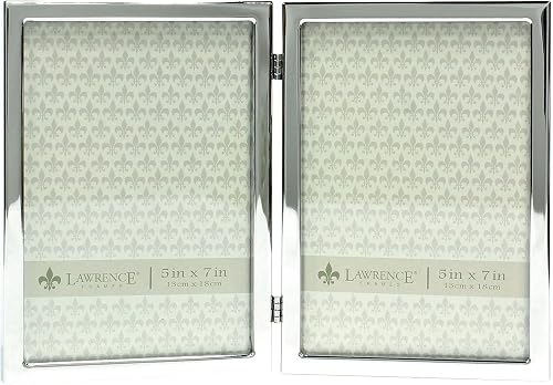 Lawrence Frames 5x7 Hinged Double Silver Standard Metal Picture Frame, 2 Count