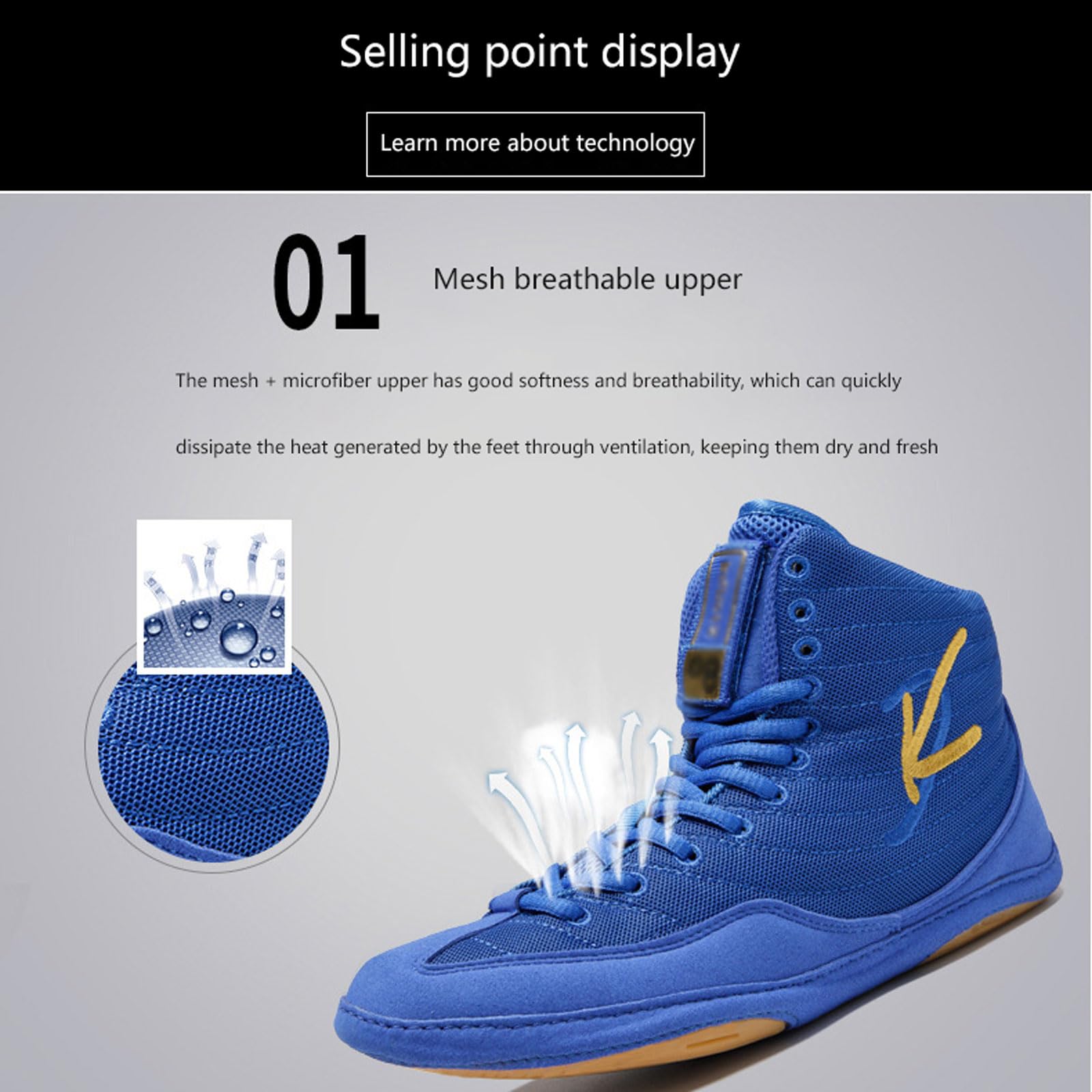 Unisex Scarpe da Boxe,Scarpe Boxe e Arti Marziali Leggere,Scarpe da Wrestling Giovanile,Traspiranti,Antiscivolo,Comfort Scarpe Combat Boxers Trainer,per Taekwondo,Arti Marziali,Sanda,Boxe