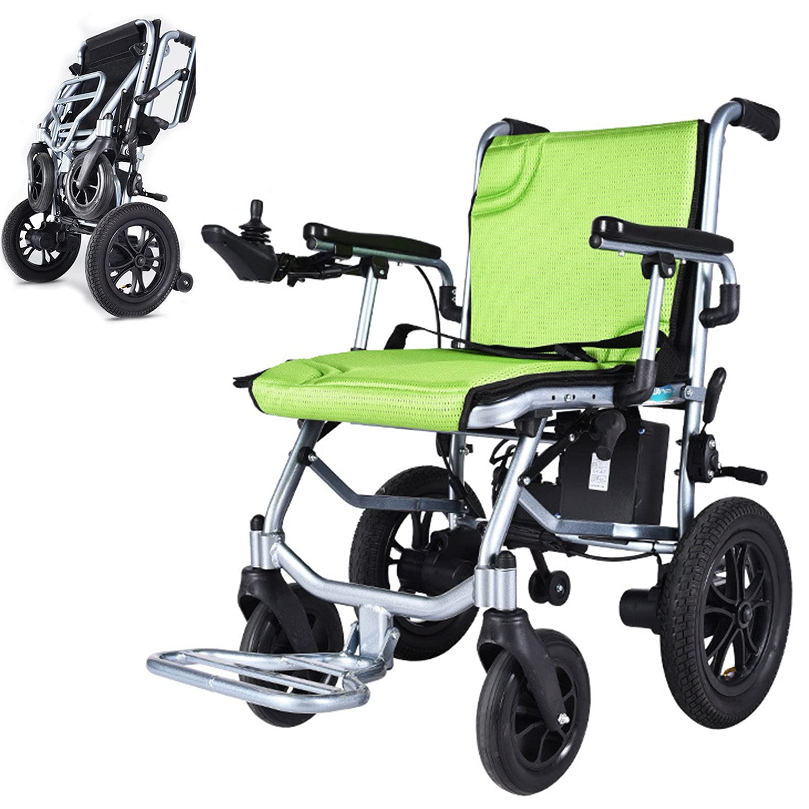 YNITJH Electric Portable wheelchair,All Terrain Lightweight Foldable Wheelchairs,Dual Motor,Dual Battery,360° Spin Easy to Carry Mobility Aid,for Travel Outdoor Home