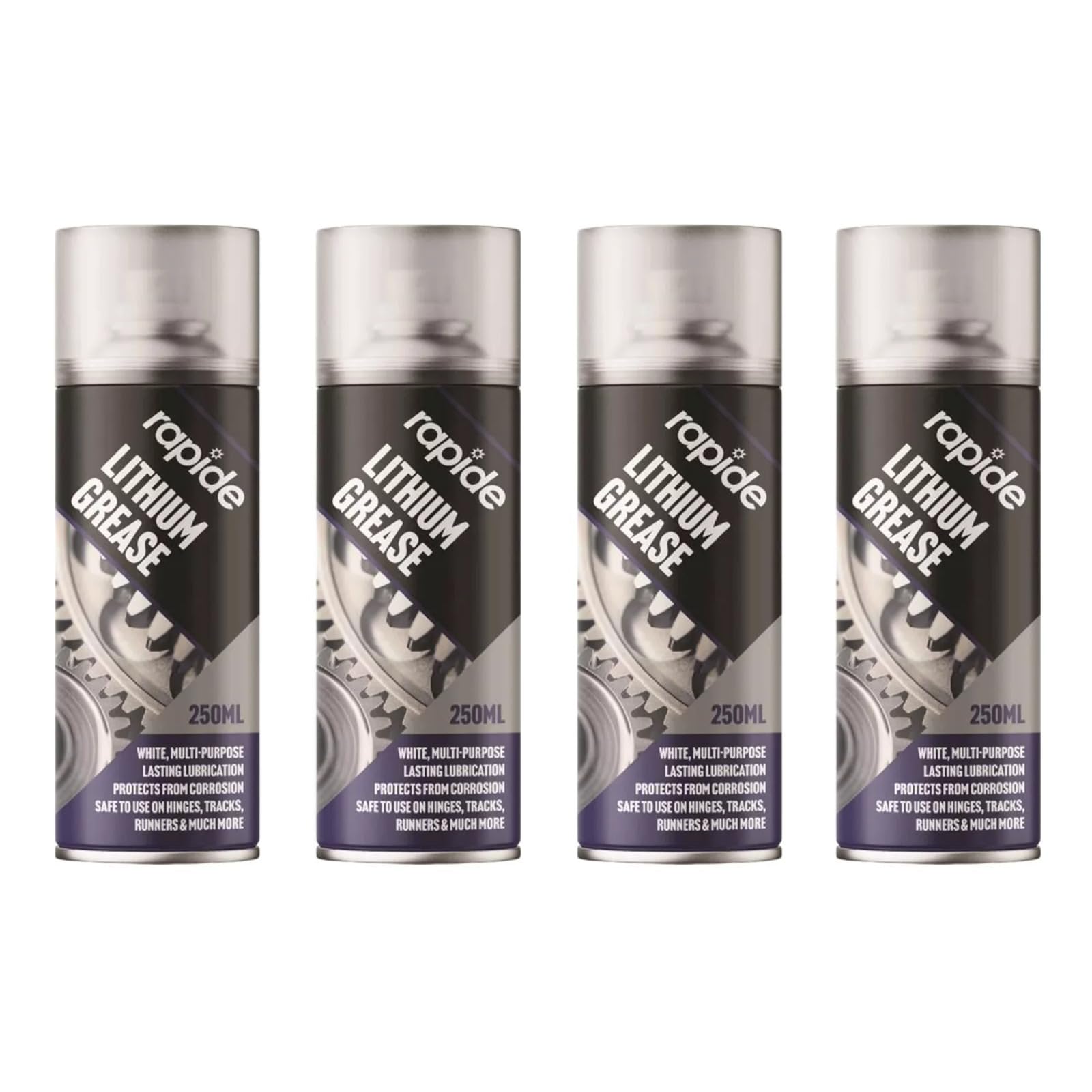 SDMAX Multi-Purpose Lithium Grease Spray, Aerosol Spray, Protects & Lubricates For Hinges, Runners, Tracks, Reduces Friction and Wear, Easy to Use, 250 ml (4 Pcs)