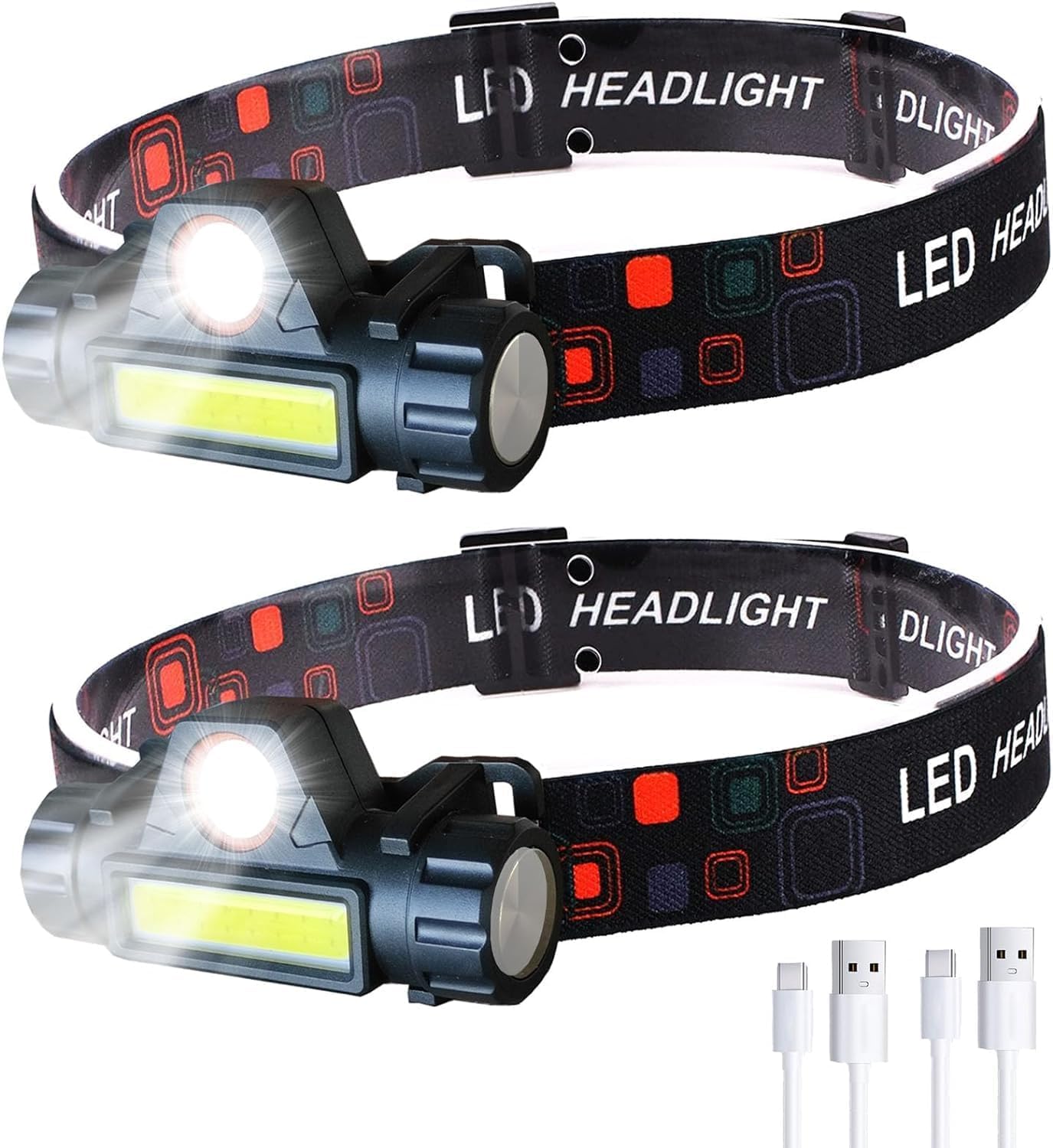 Headlamp Rechargeable, Super Bright LED Head Lamp, Waterproof Outdoors Headlamp Flashlight, Adjustable headlamps for Adults and Kids,Cycling,Running,Fishing,Hiking,Camping Gear Essentials-image-5