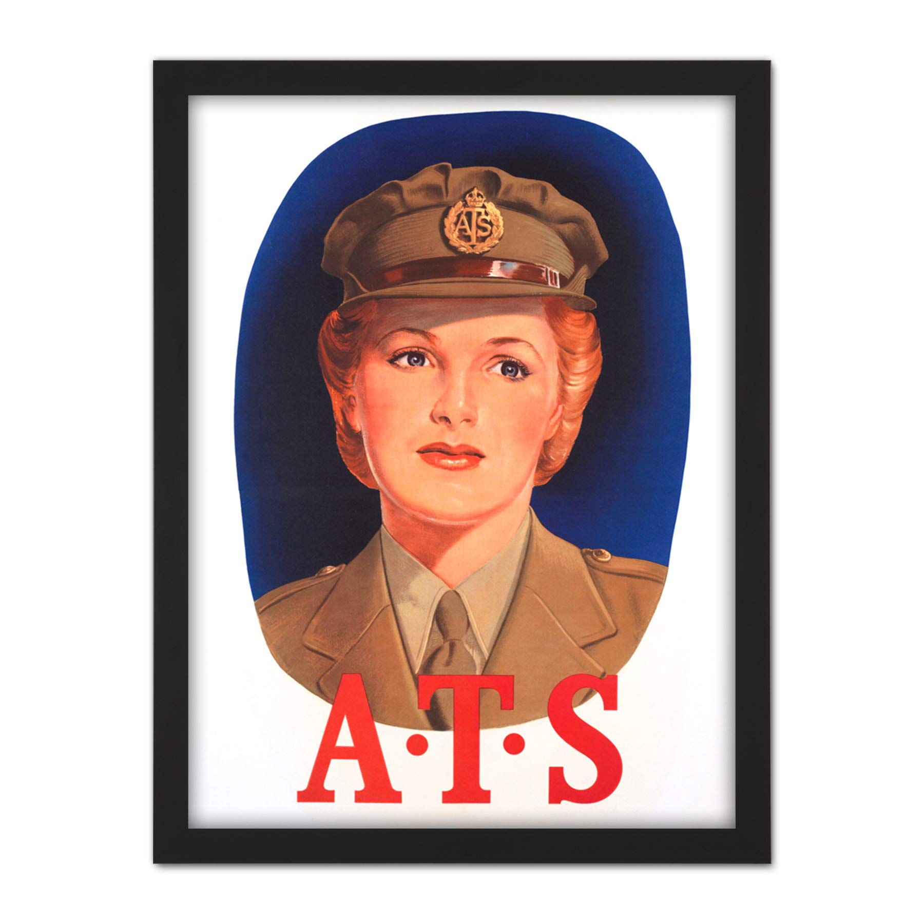 Artery8 War WWII UK ATS Recruitment Auxiliary Women Artwork Framed Wall Art Print 18X24 Inch