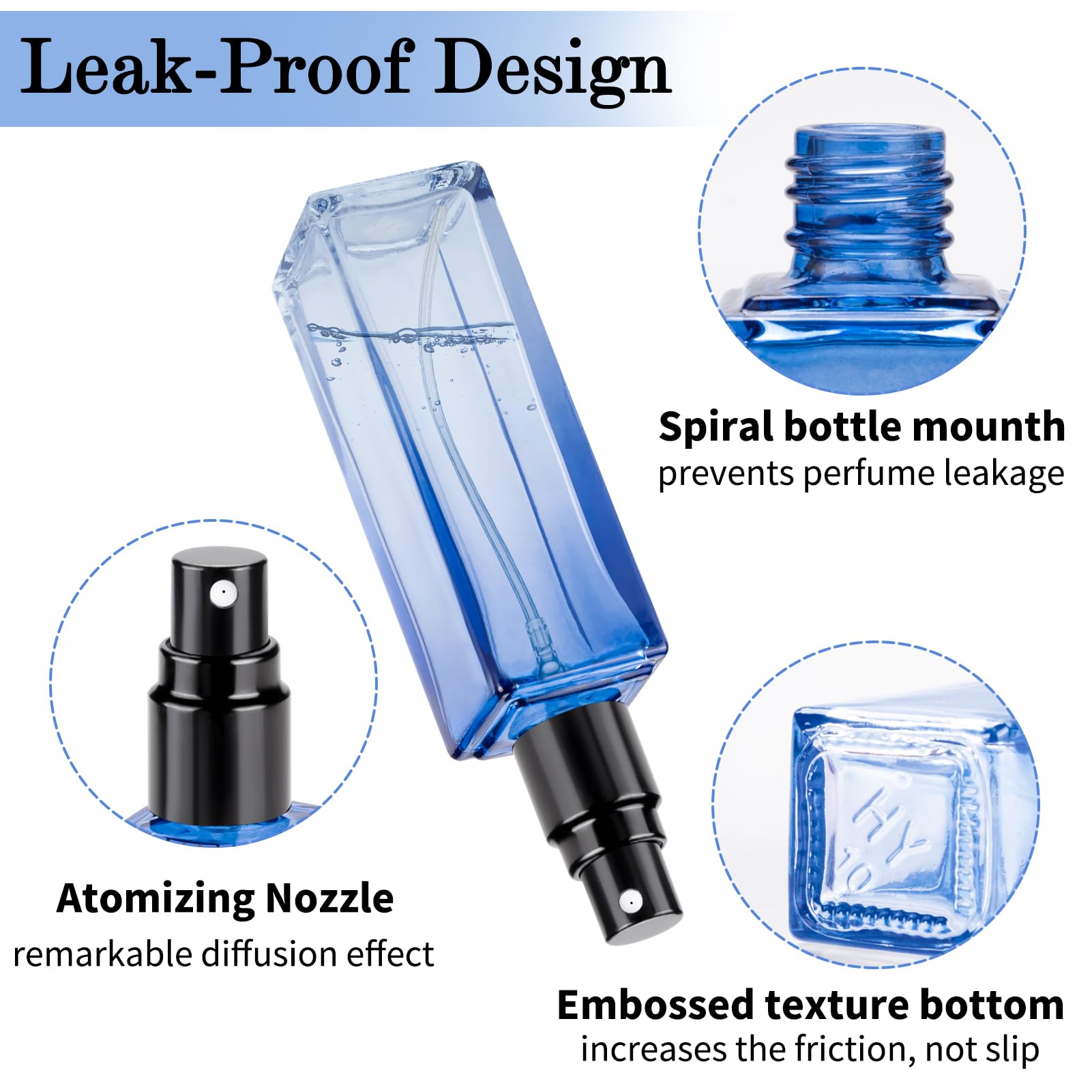 MELLIEX 4 Stück Glas Parfüm Abfüller Klare Leer Parfümzerstäuber Nachfüllbar Tragbare Sprühflasche mit Feinem Nebel für Tägliche Geschäftsreisen, 10ml/20ml