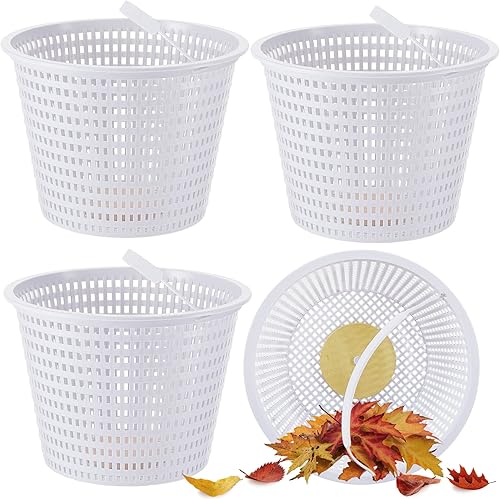 Mumufy Paquete de 4 cestas de repuesto para desnatadora de piscina con asa, cesta resistente para mantenimiento de piscinas, consejos presta