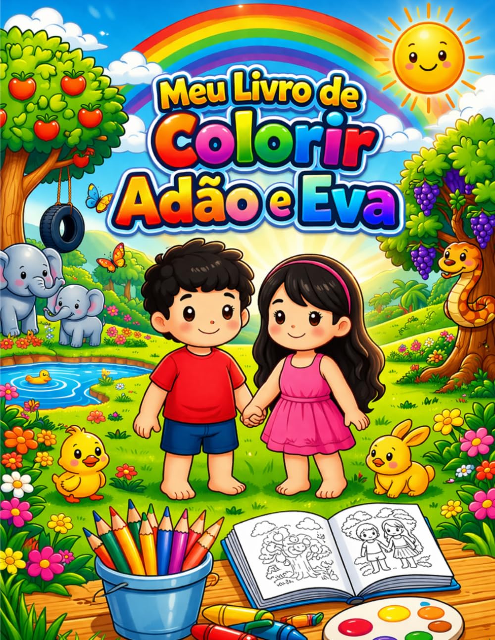 Meu livro de Colorir Adão e Eva: Um Livro Bíblico Infantil para Colorir e Aprender