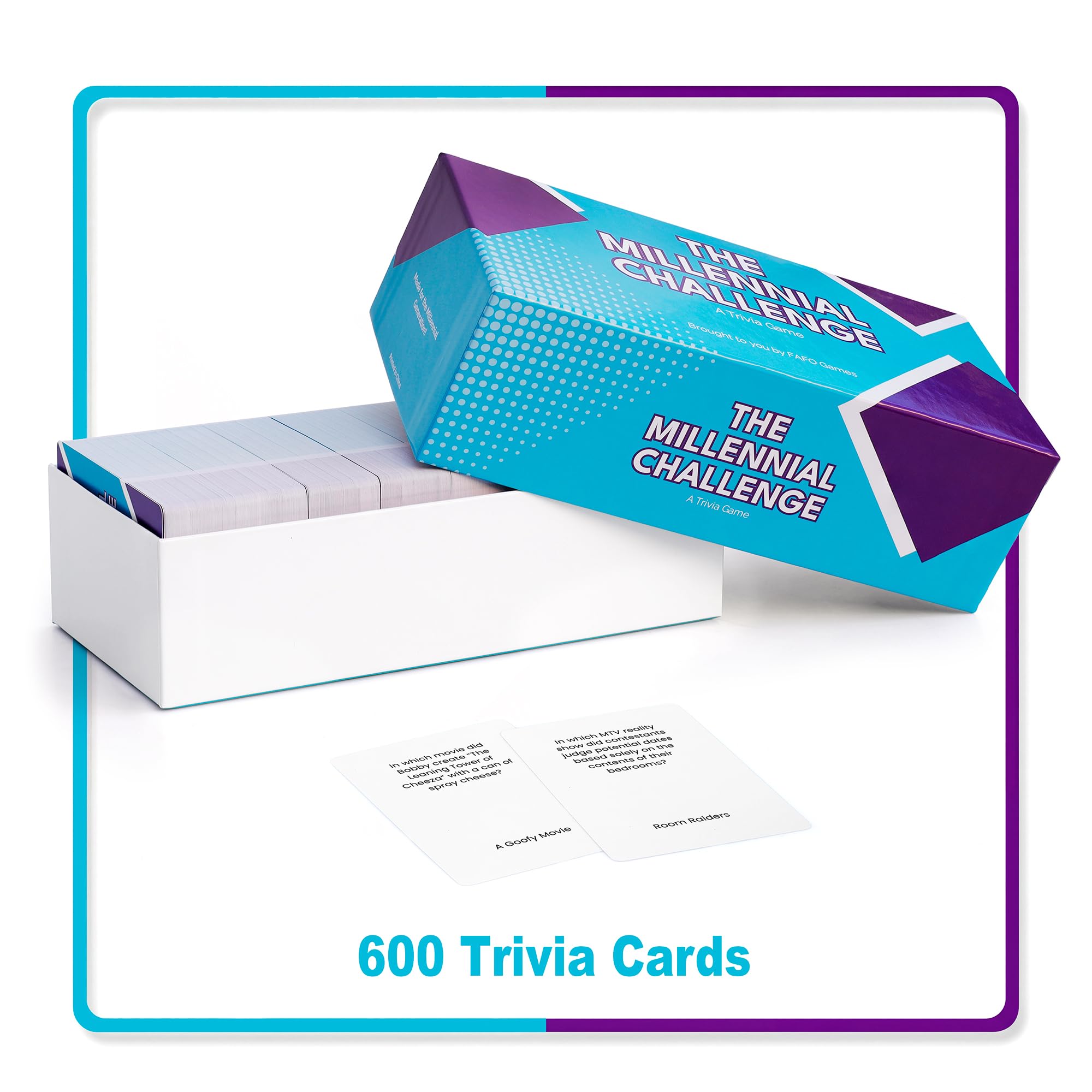 The Millennial Challenge - 90er und 00er Jahre Trivia-Spiel mit 600 Quizkarten - Popkultur, Trivia-Spiel mit Filmen, Musik, TV-Shows - Ideal für Spieleabend, Weihnachten, Geburtstag oder