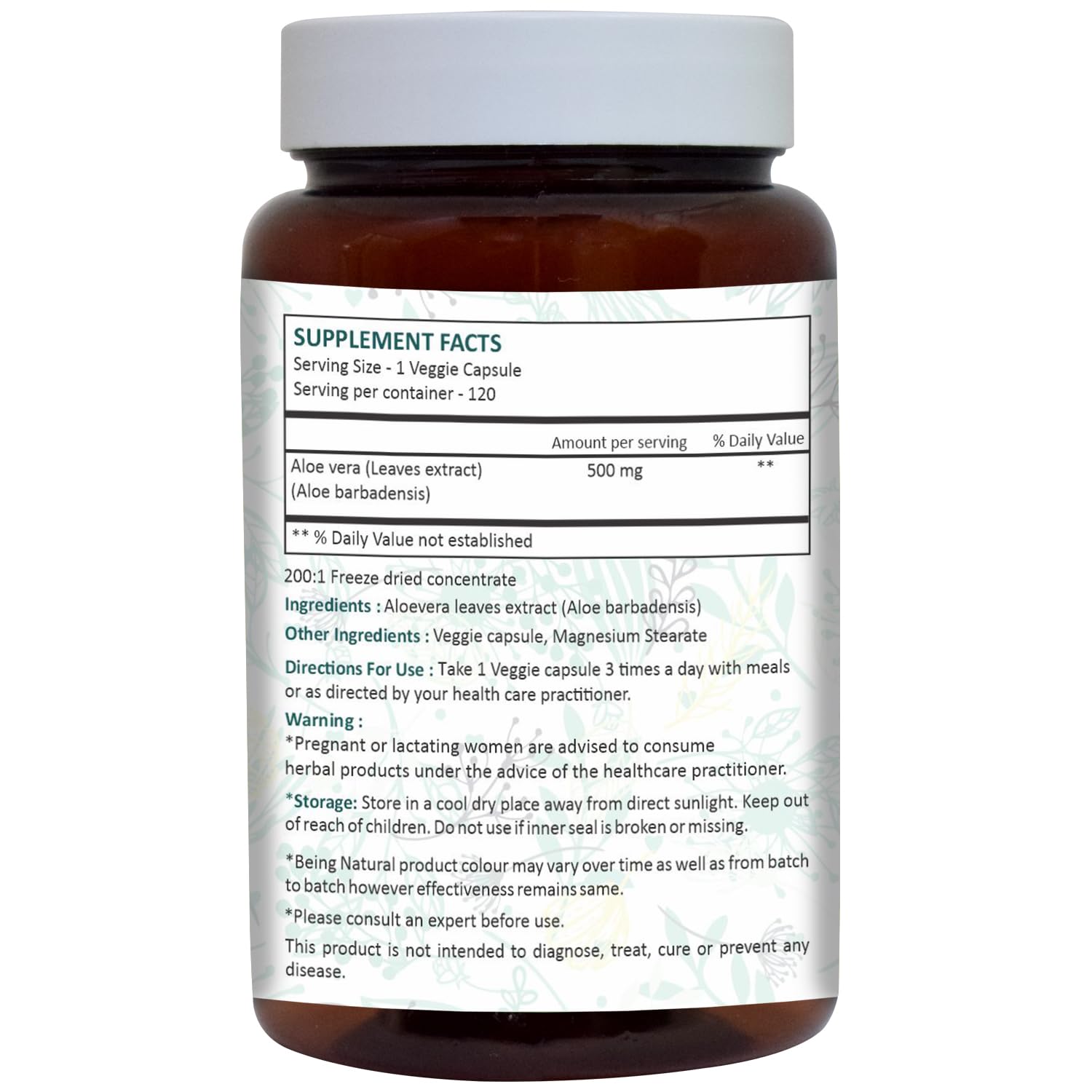 Aloe Vera Capsules | 120 Count | Aloe Barbadensis Herbal Supplement — Amazon image 2