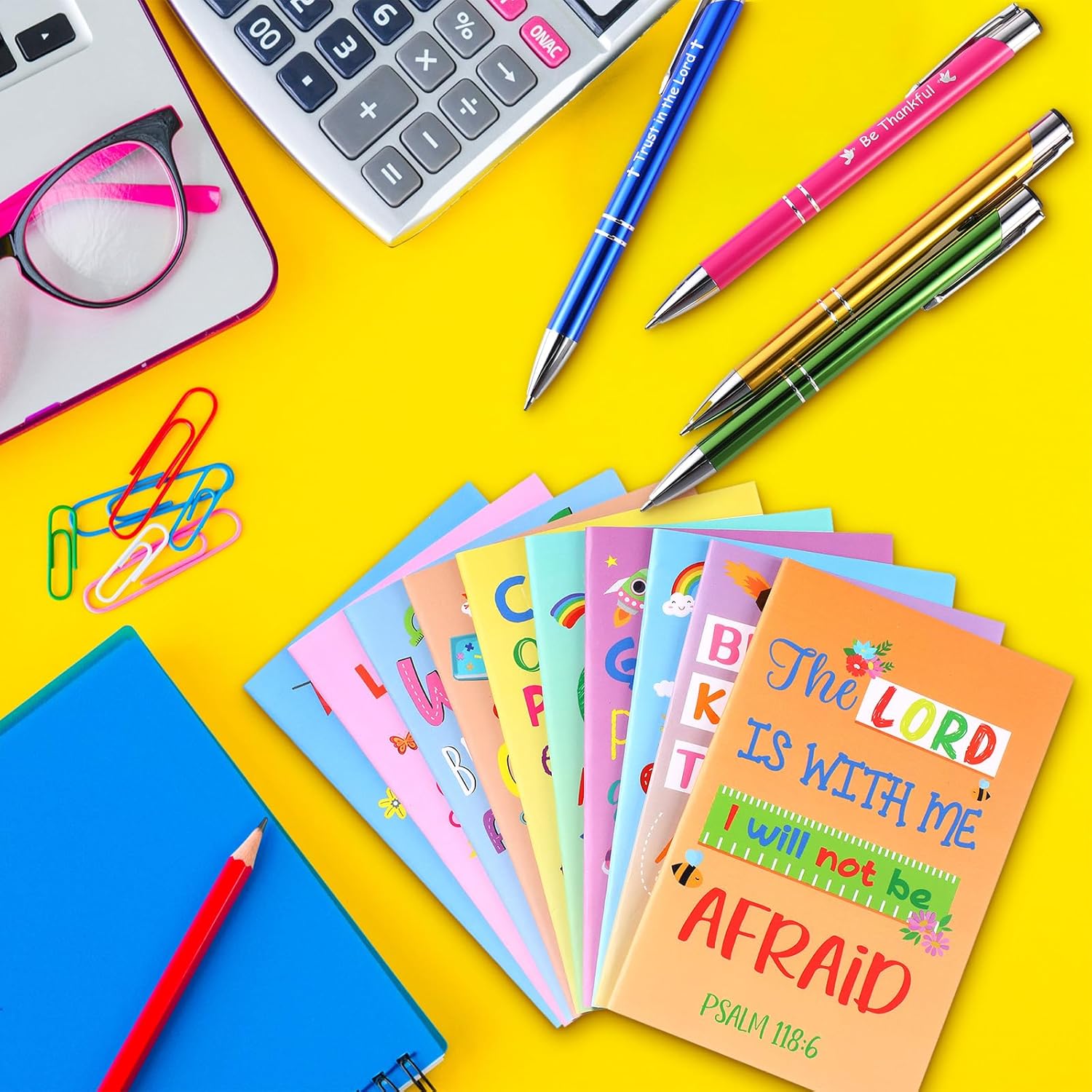 Fulmoon 40 Pieces Christian Gifts for Kids Bulk Motivational Bible Verse Notebooks Religious Ballpoint Pens Inspirational Scripture Quotes Notepads and Pens Set for School Teacher Students Gifts