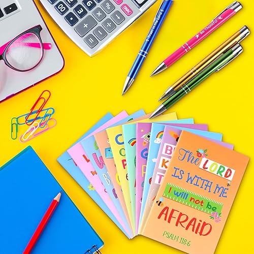 Miniatura 7 de Fulmoon 40 piezas de regalos cristianos para niños, cuadernos motivacionales con versículos bíblicos, bolígrafos religiosos, citas inspiradoras,