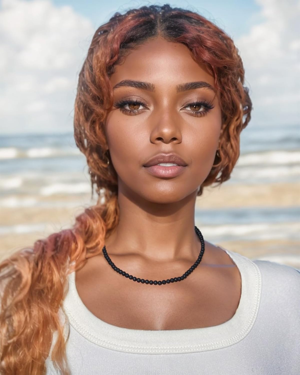 Simple Choker Necklace for Women Real Stone and Crystals Necklaces 4mm Beaded Choker Jewelry Meditation Gift for Women (16"+2") - Image 2